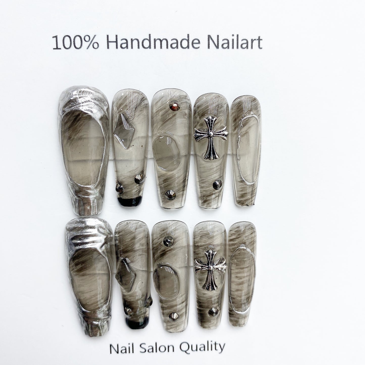 Handmade Nails Press on Nails DIY Nail Art for Woman Girl Nail Design Long Coffin 2023