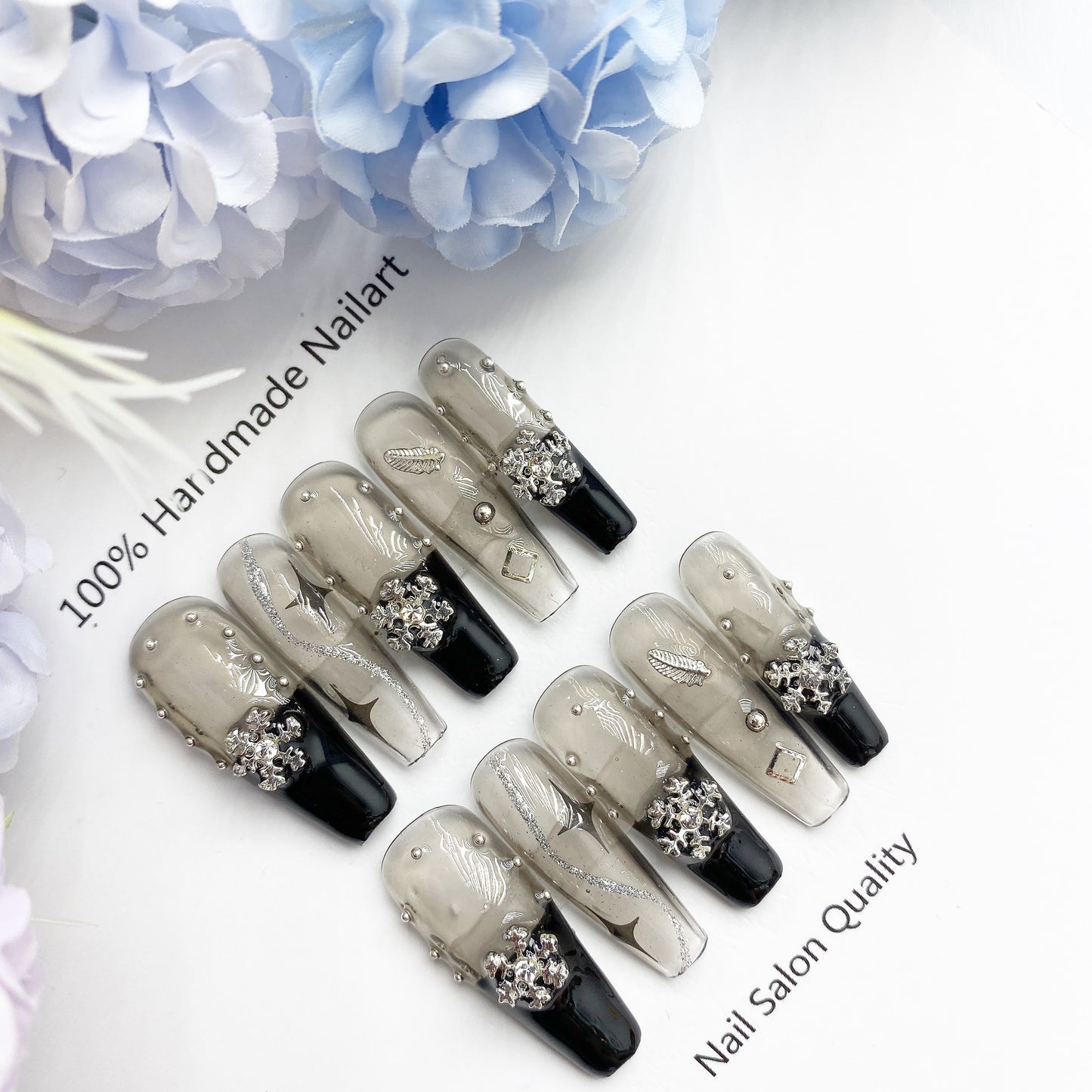Handmade Nails Press on Nails DIY Nail Art for Woman Girl Nail Design Long Coffin 2023