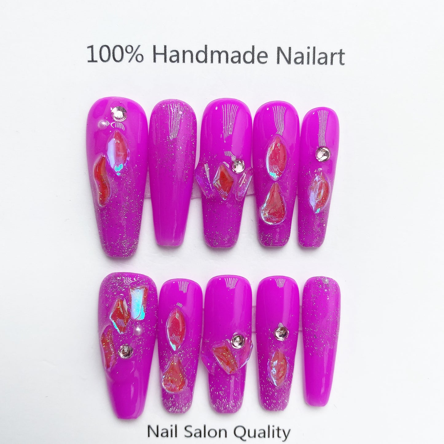 Handmade Nails Press on Nails DIY Nail Art for Woman Girl Nail Design Long Coffin 2023