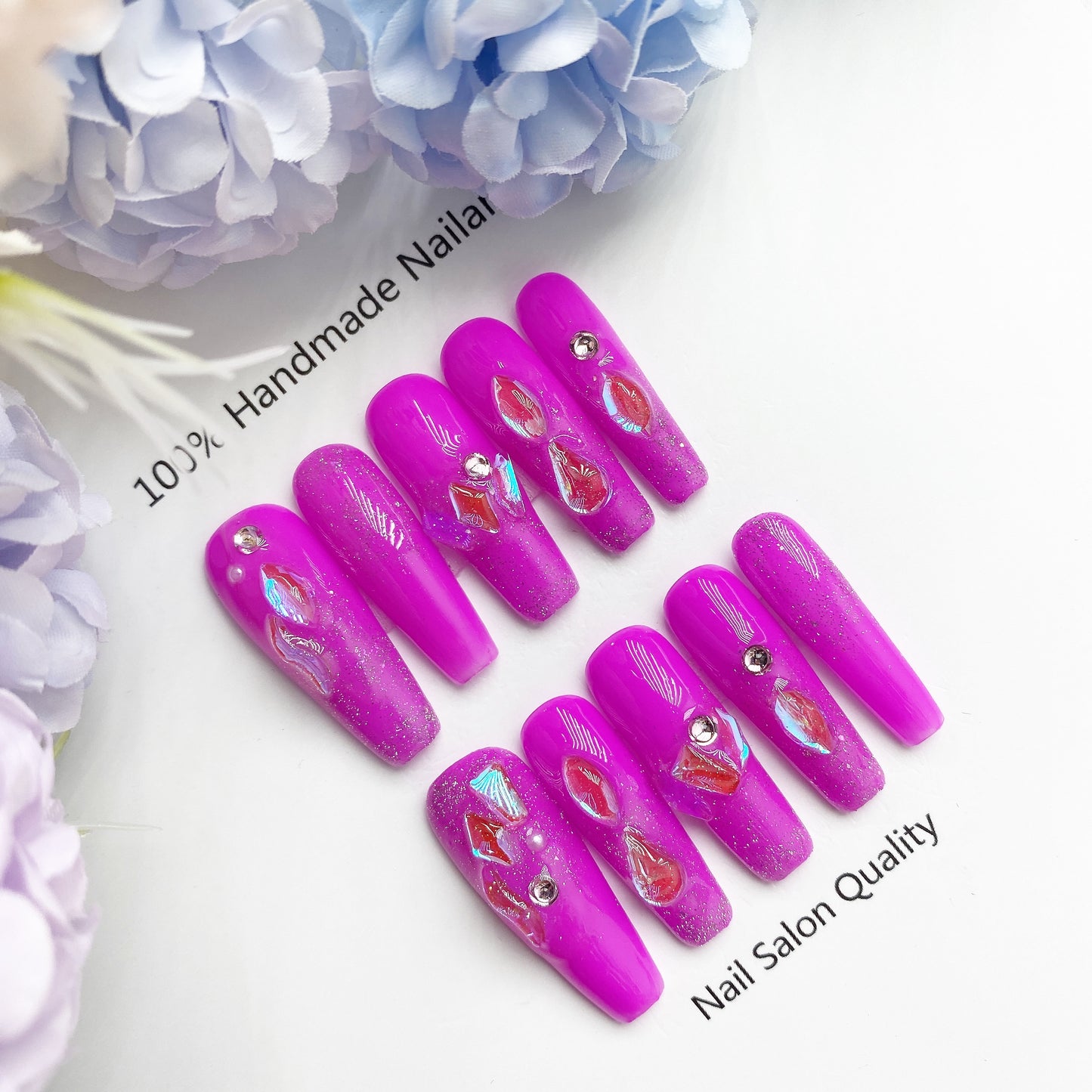 Handmade Nails Press on Nails DIY Nail Art for Woman Girl Nail Design Long Coffin 2023
