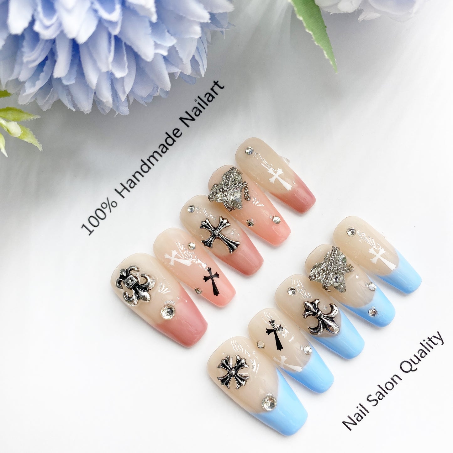 Handmade Nails Press on Nails DIY Nail Art for Woman Girl Nail Design Long Coffin 2023