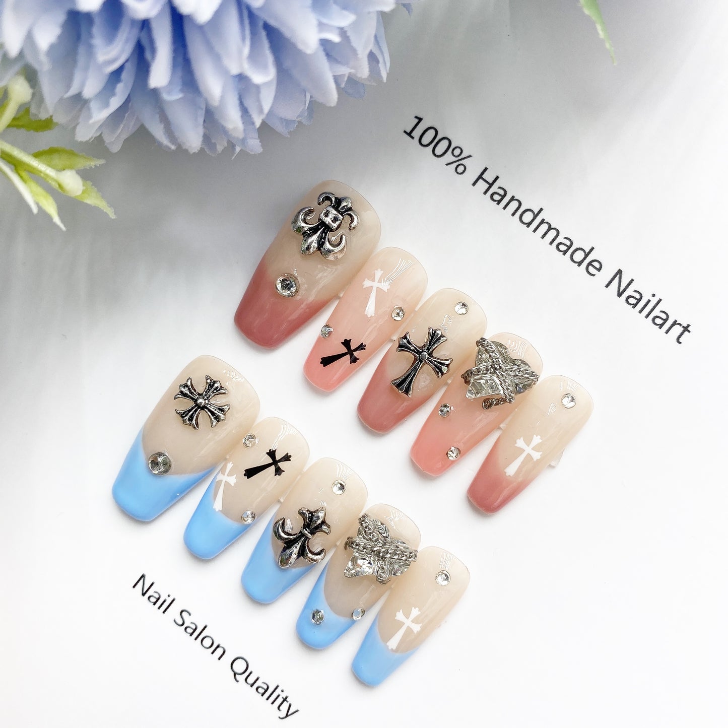 Handmade Nails Press on Nails DIY Nail Art for Woman Girl Nail Design Long Coffin 2023