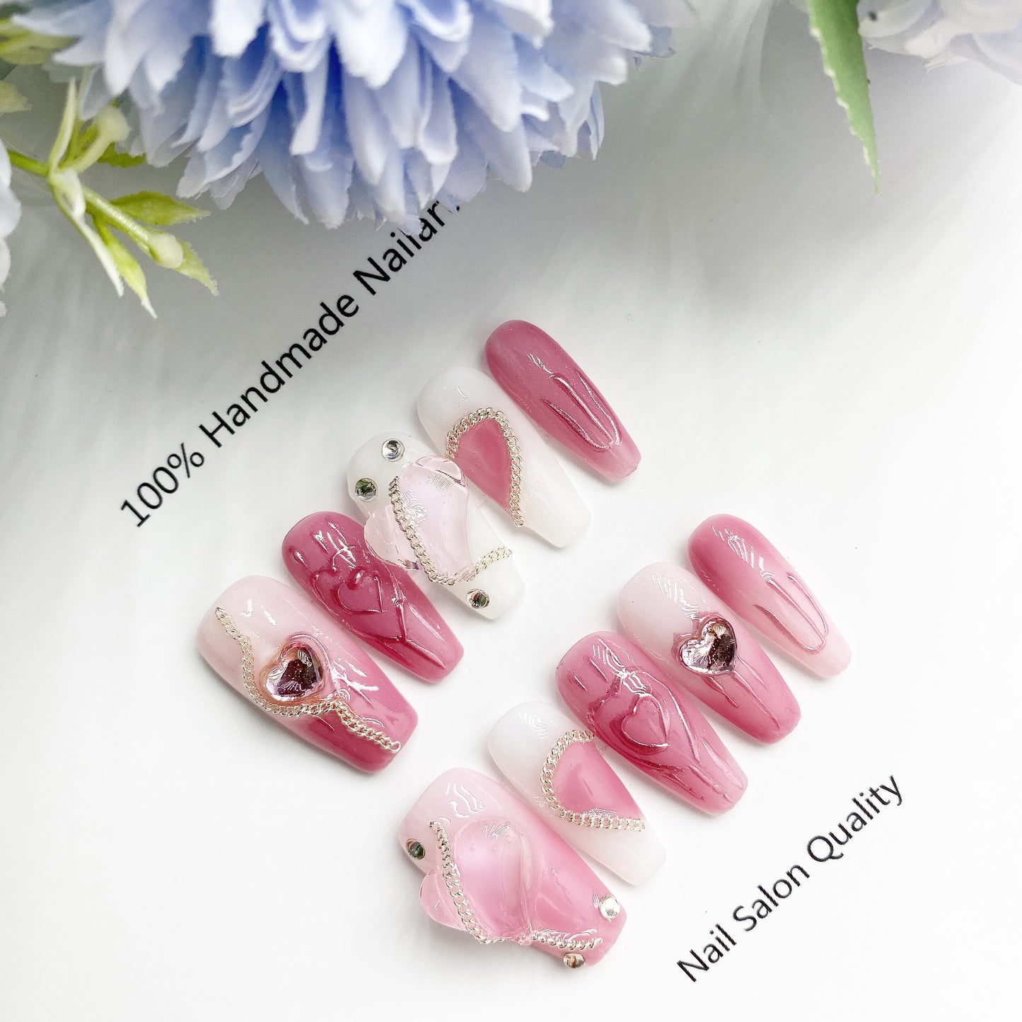 Handmade Nails Press on Nails DIY Nail Art for Woman Girl Nail Design Long Coffin 2023