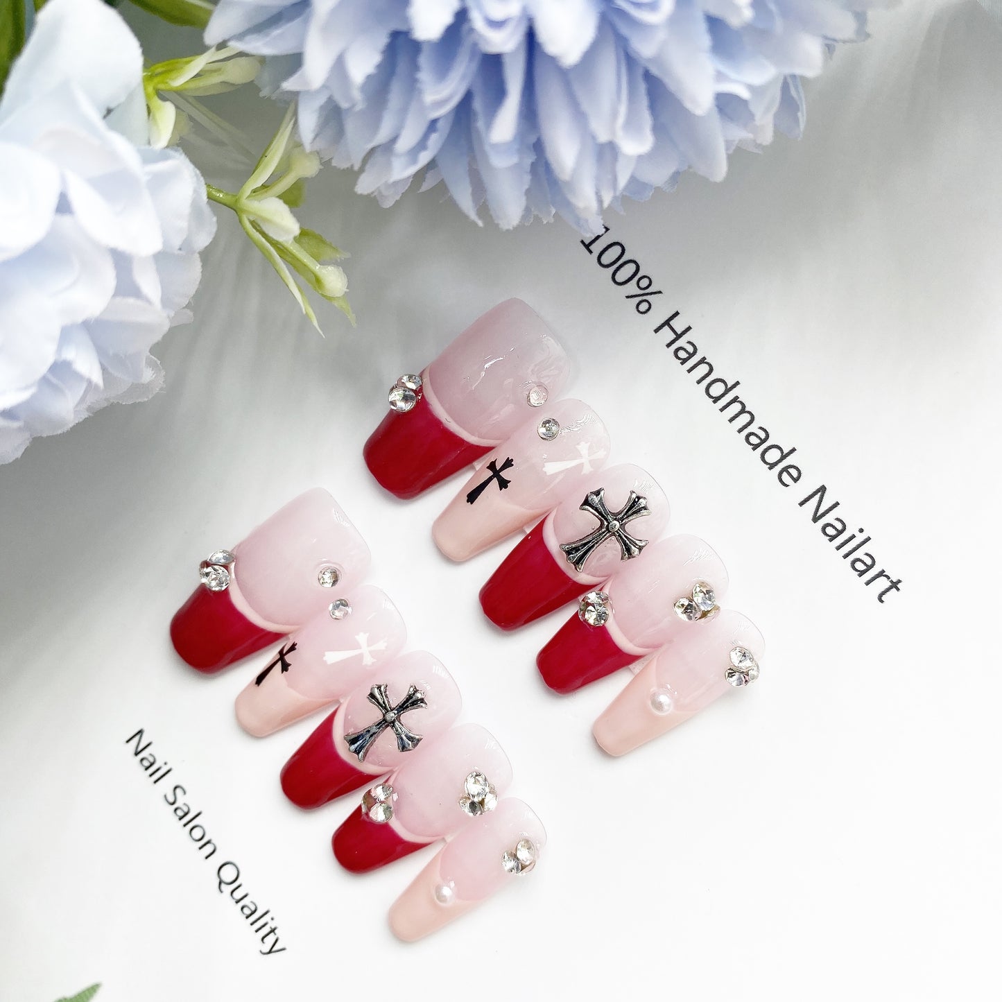 Handmade Nails Press on Nails DIY Nail Art for Woman Girl Nail Design Long Coffin 2023