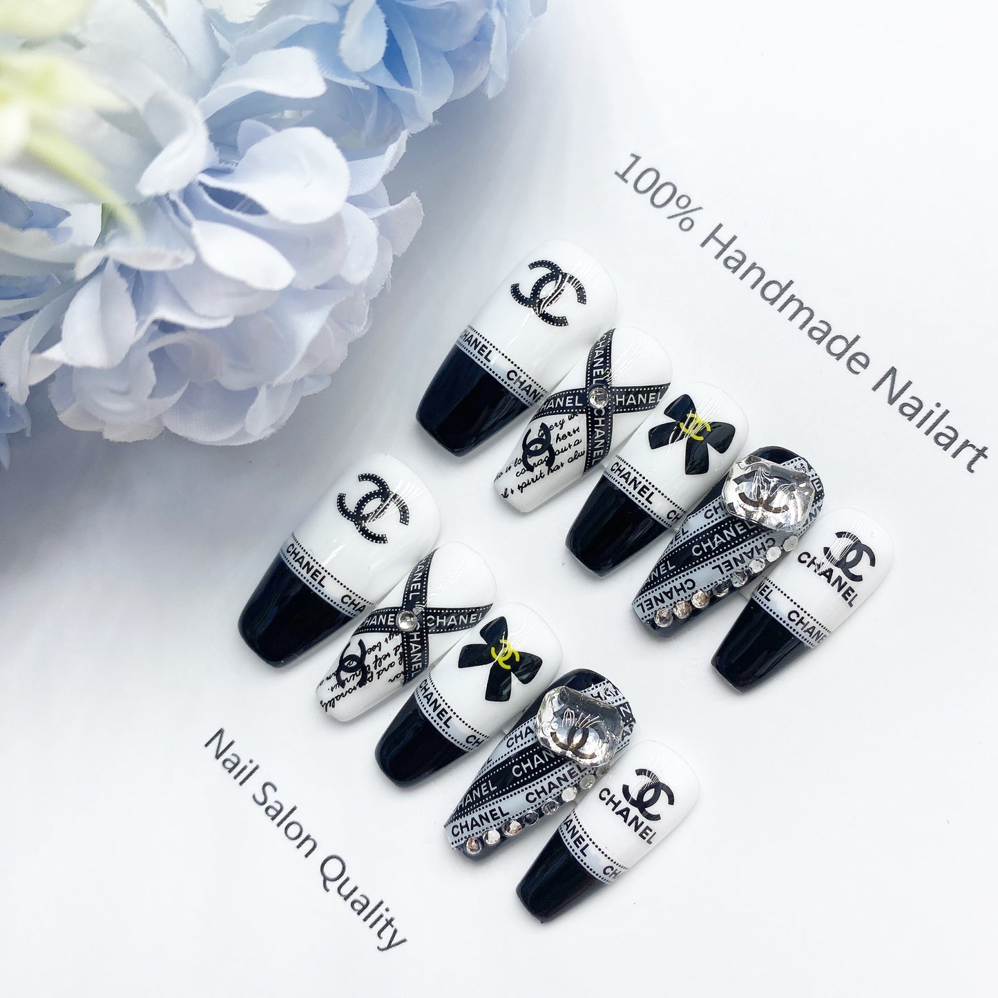 Handmade Nails Press on Nails DIY Nail Art for Woman Girl Nail Design Long Coffin 2023