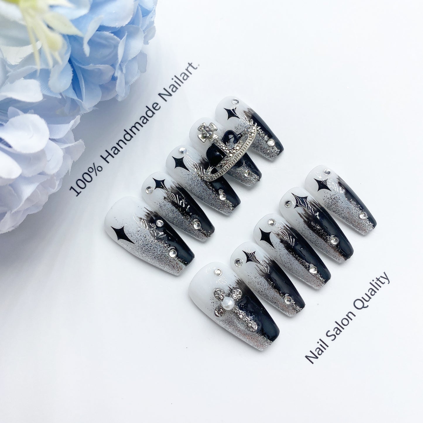 Handmade Nails Press on Nails DIY Nail Art for Woman Girl Nail Design Long Coffin 2023