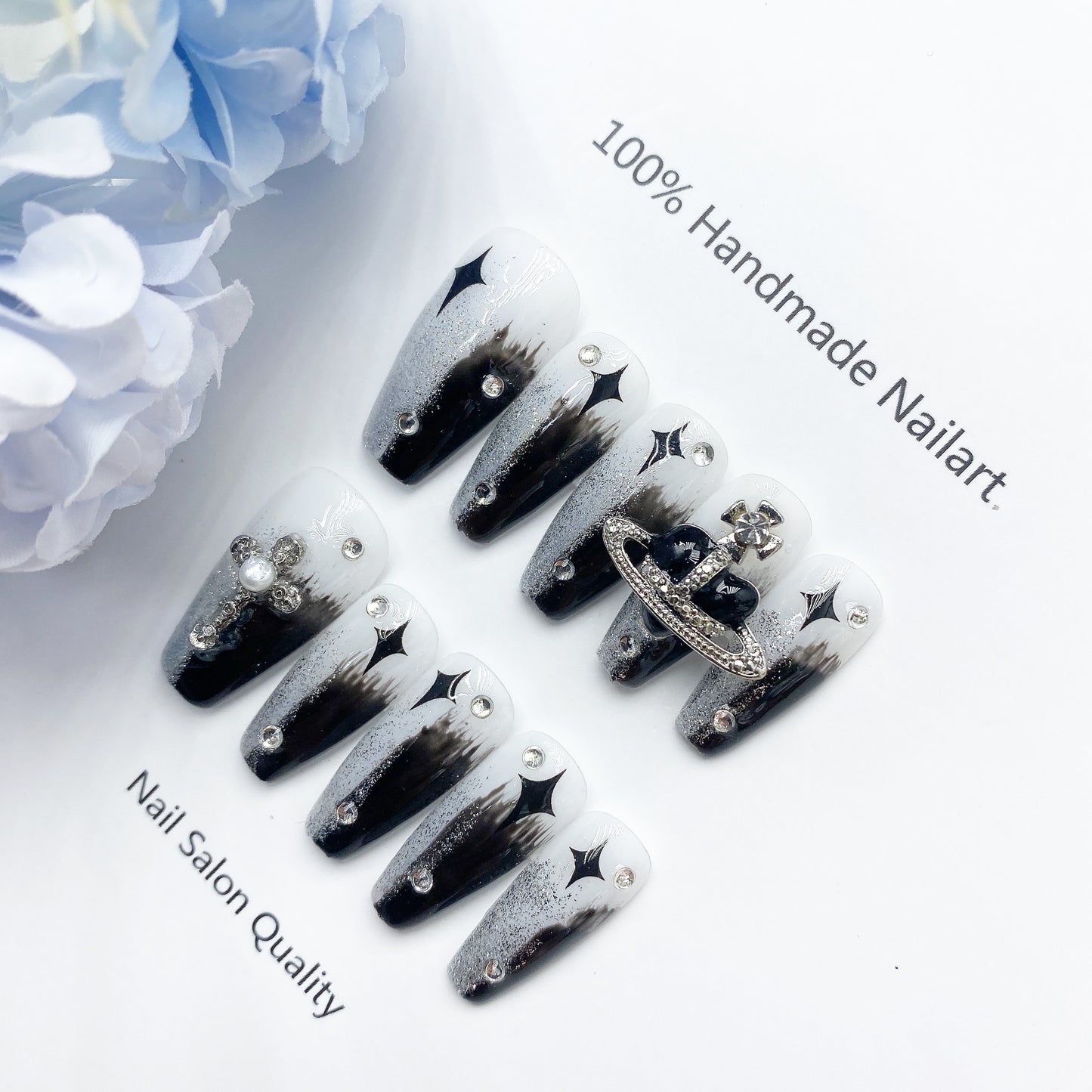 Handmade Nails Press on Nails DIY Nail Art for Woman Girl Nail Design Long Coffin 2023