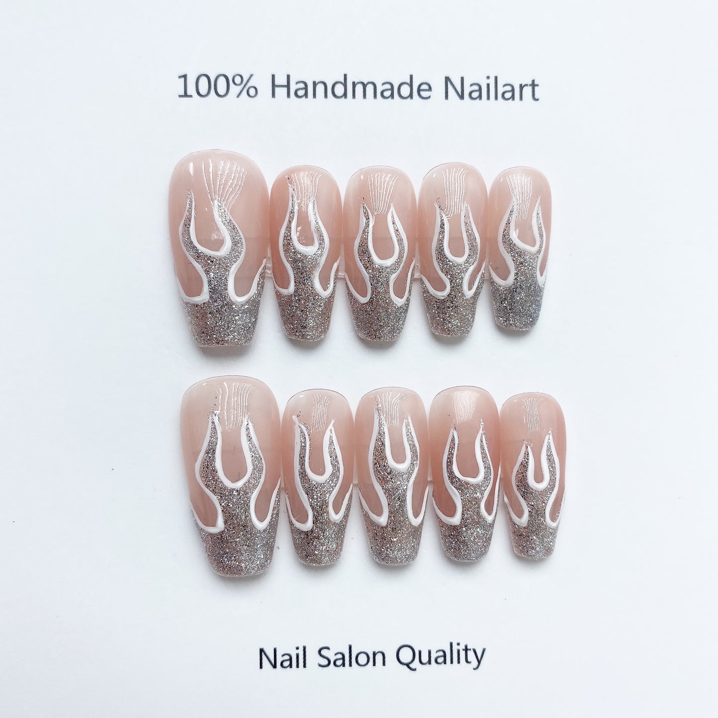 Handmade Nails Press on Nails DIY Nail Art for Woman Girl Nail Design Long Coffin 2023