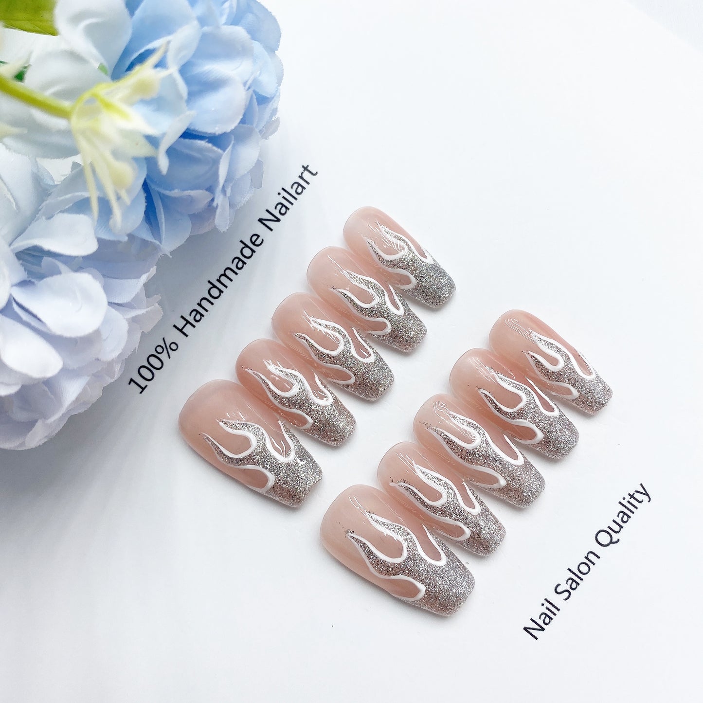 Handmade Nails Press on Nails DIY Nail Art for Woman Girl Nail Design Long Coffin 2023