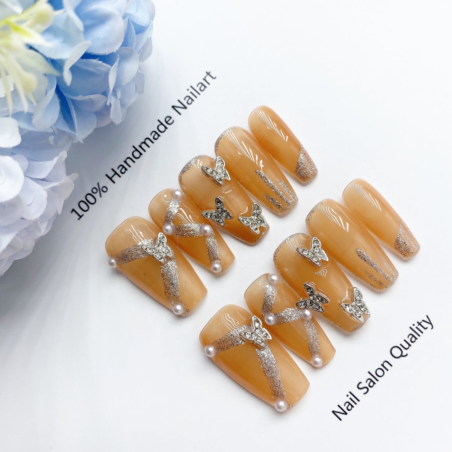 Handmade Nails Press on Nails DIY Nail Art for Woman Girl Nail Design Long Coffin 2023