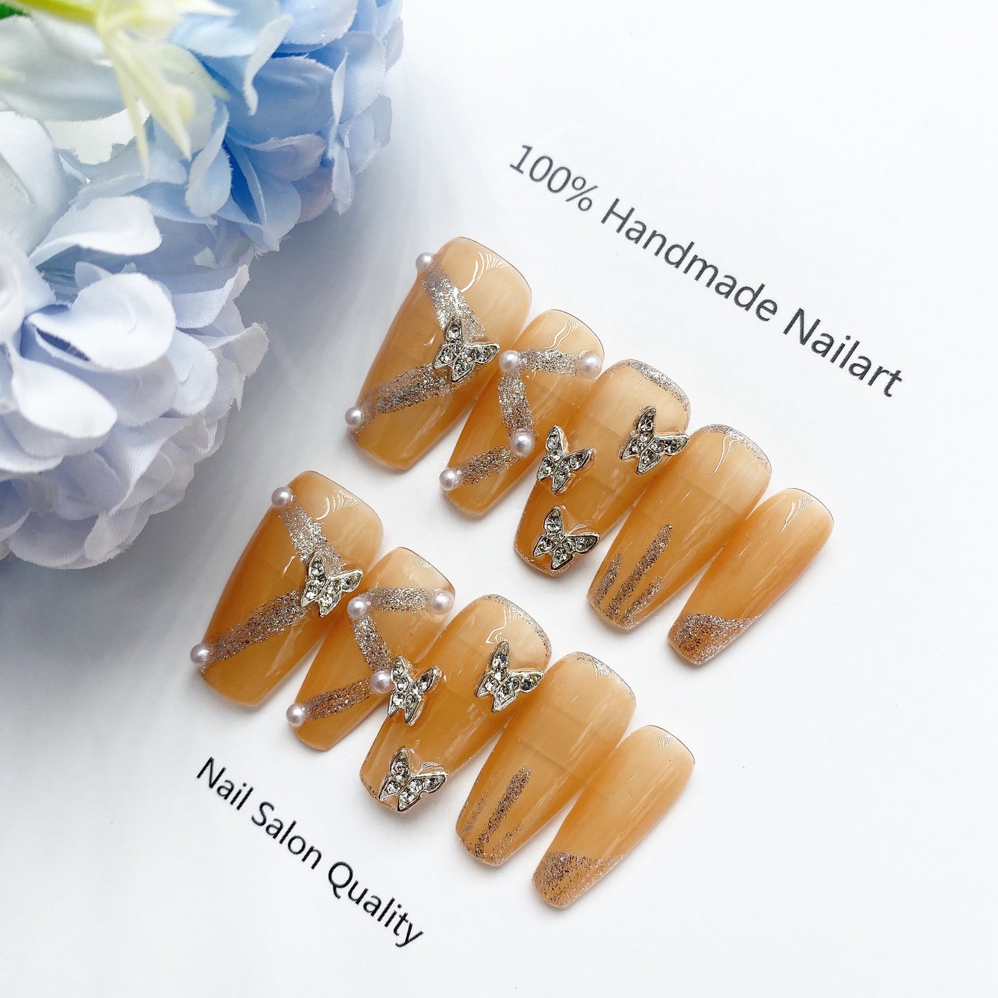 Handmade Nails Press on Nails DIY Nail Art for Woman Girl Nail Design Long Coffin 2023