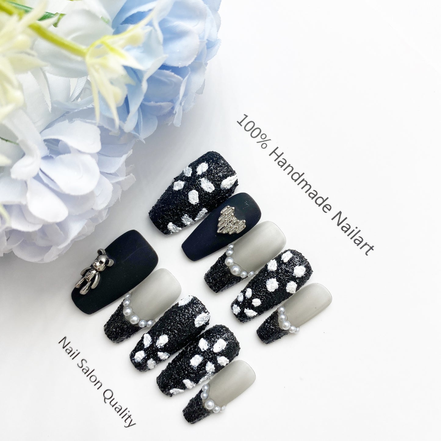 Handmade Nails Press on Nails DIY Nail Art for Woman Girl Nail Design Long Coffin 2023