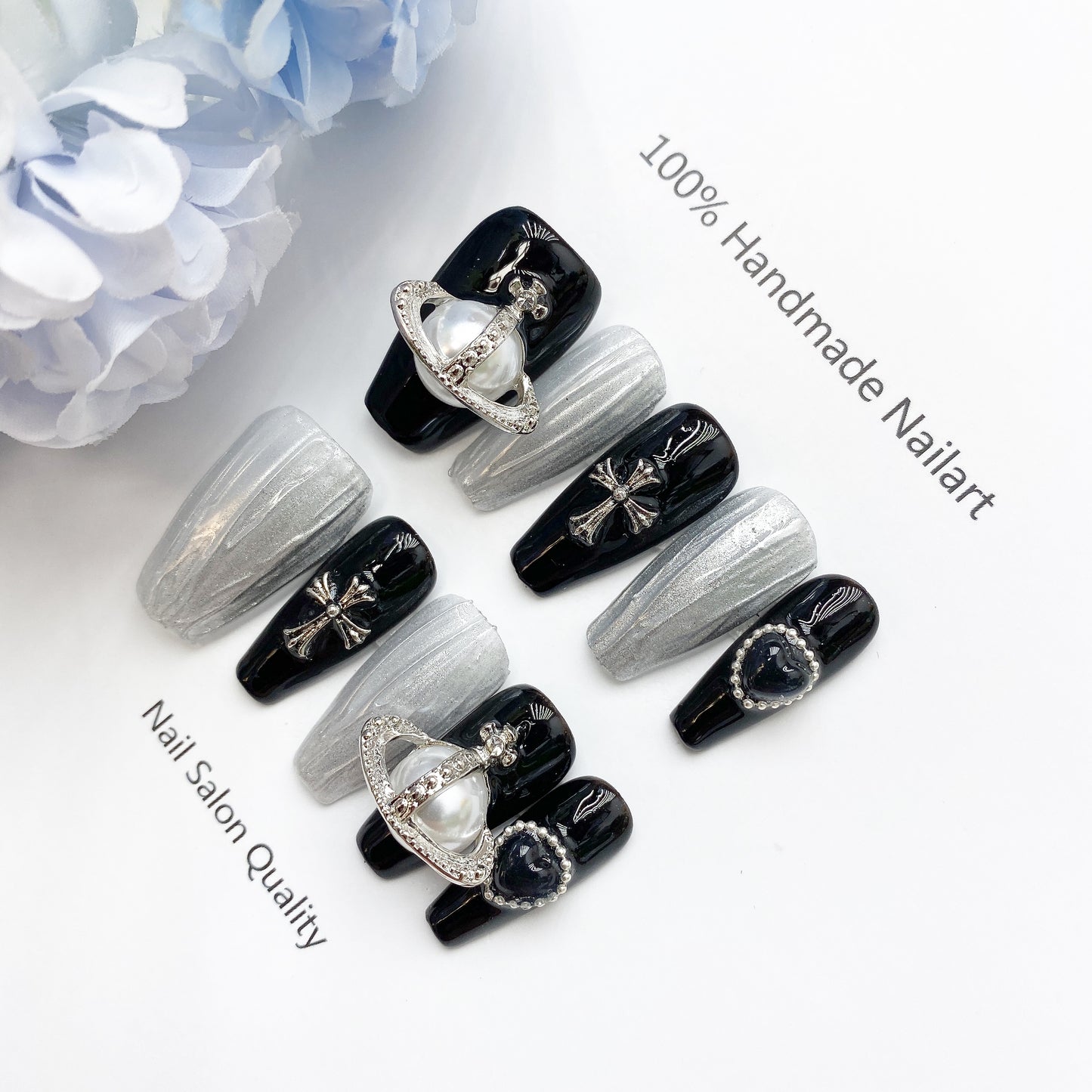 Handmade Nails Press on Nails DIY Nail Art for Woman Girl Nail Design Long Coffin 2023