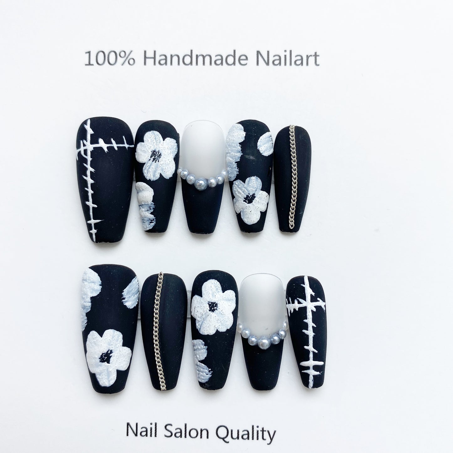 Handmade Nails Press on Nails DIY Nail Art for Woman Girl Nail Design Long Coffin 2023