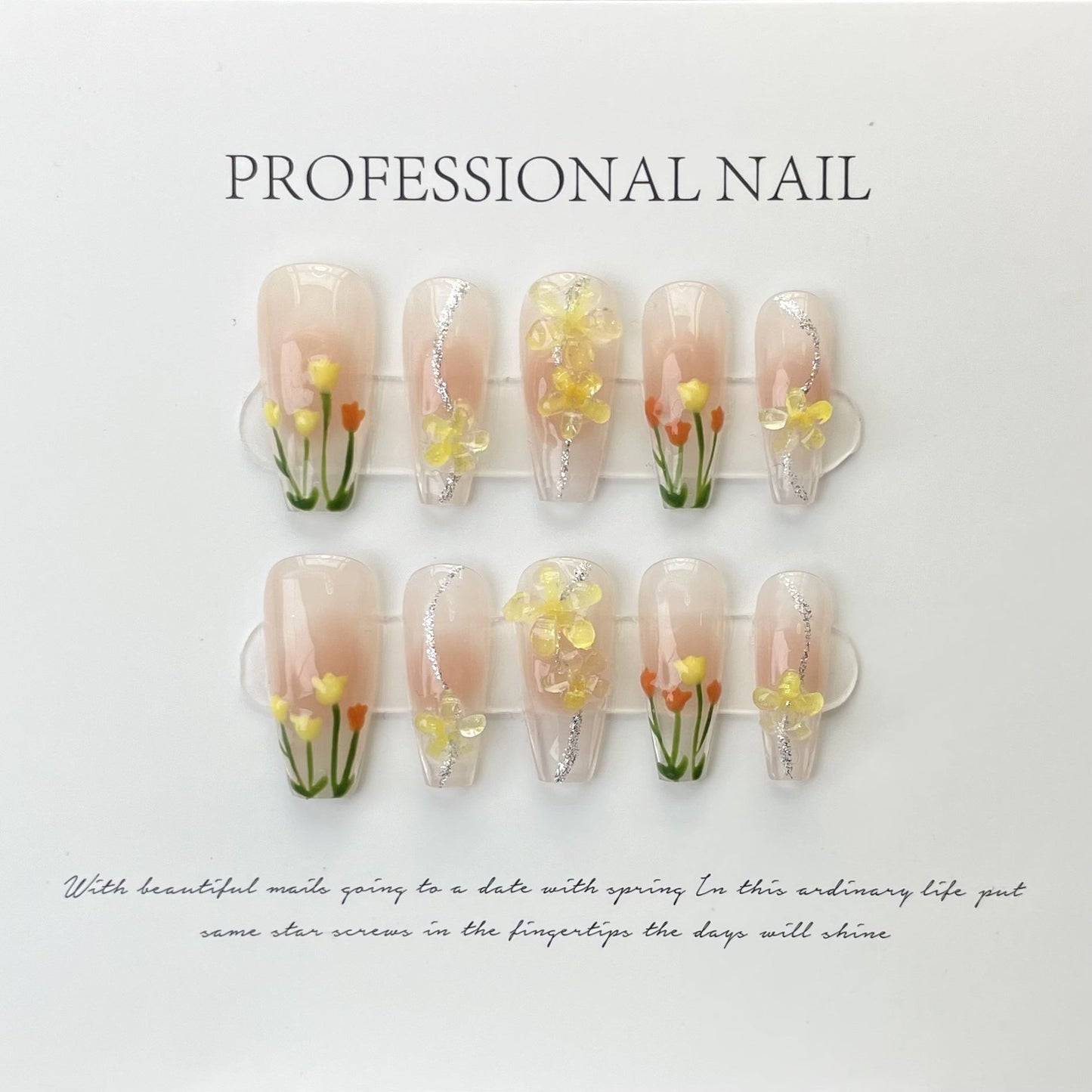Designer: ManMan Handmade nails Press on Nails DIY Nail Art for woman girl Long Coffin pink