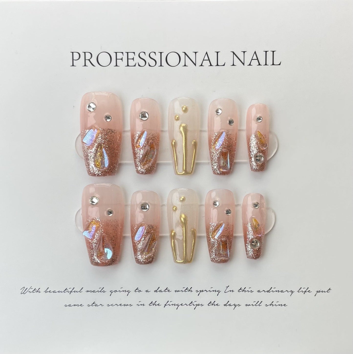 Designer: ManMan Handmade nails Press on Nails DIY Nail Art for woman girl Long Coffin pink