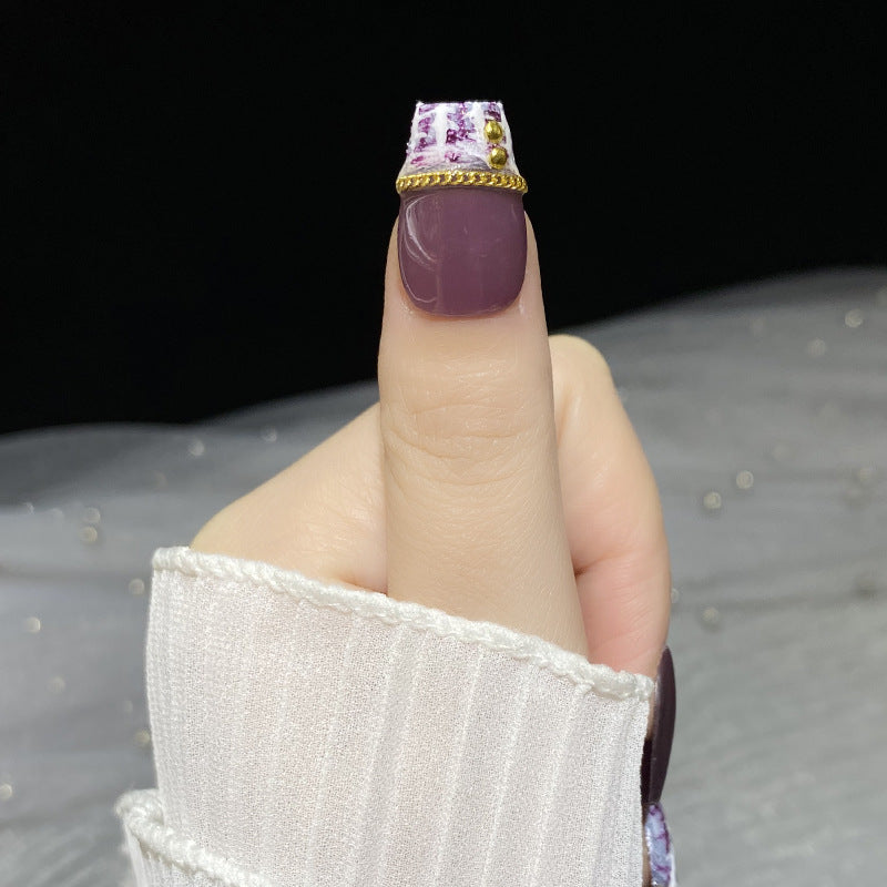 Designer: HuaHua.Handmade nails Press on Nails DIY Nail Art for woman girl Long Coffin purple
