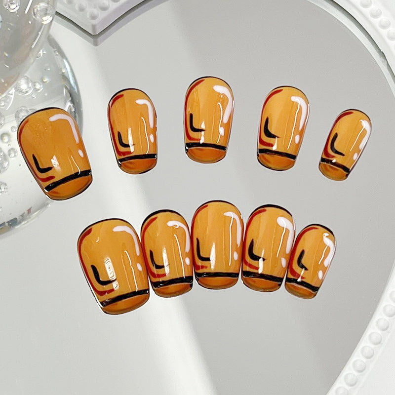 Designer: MeowMeow.24189 Handmade Nail Designs Press on Nails DIY Nail Art for woman girl Short Square orange