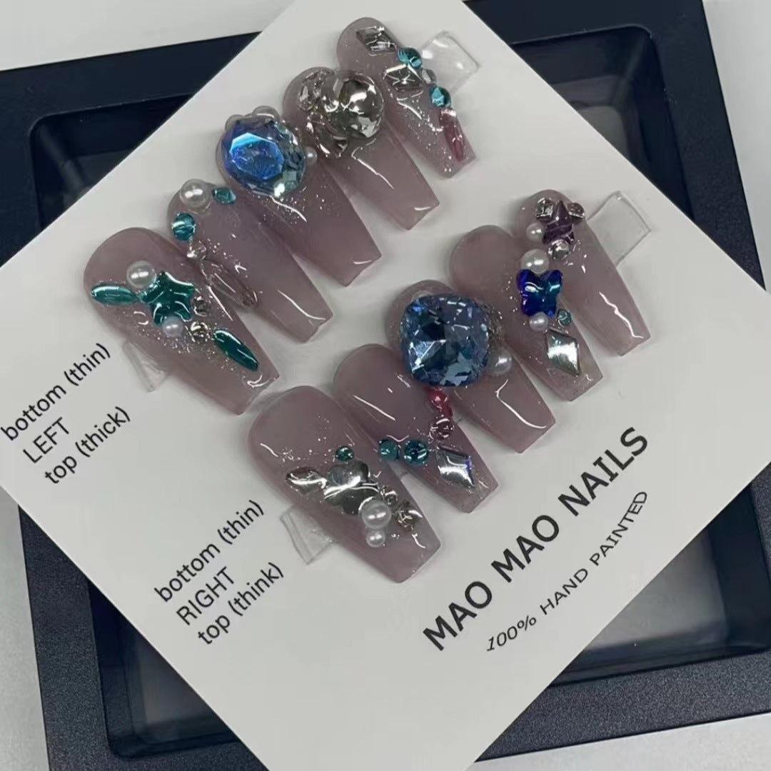 Designer: MaoMao.Handmade Nail Designs Press on Nails DIY Nail Art for woman girl