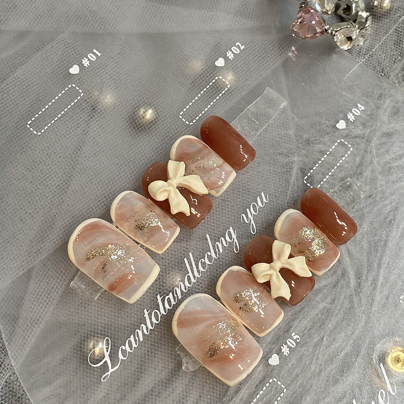 Designer: HuaHua.Handmade nails Press on Nails DIY Nail Art for woman girl Long Square pink