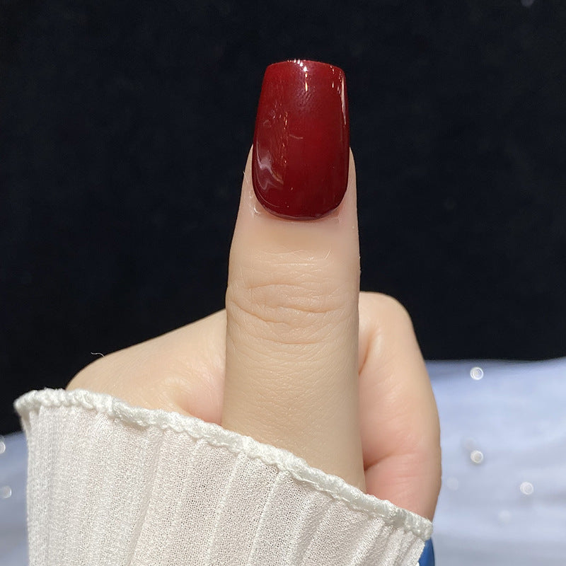 Designer: HuaHua.Handmade nails Press on Nails DIY Nail Art for woman girl Long Square red