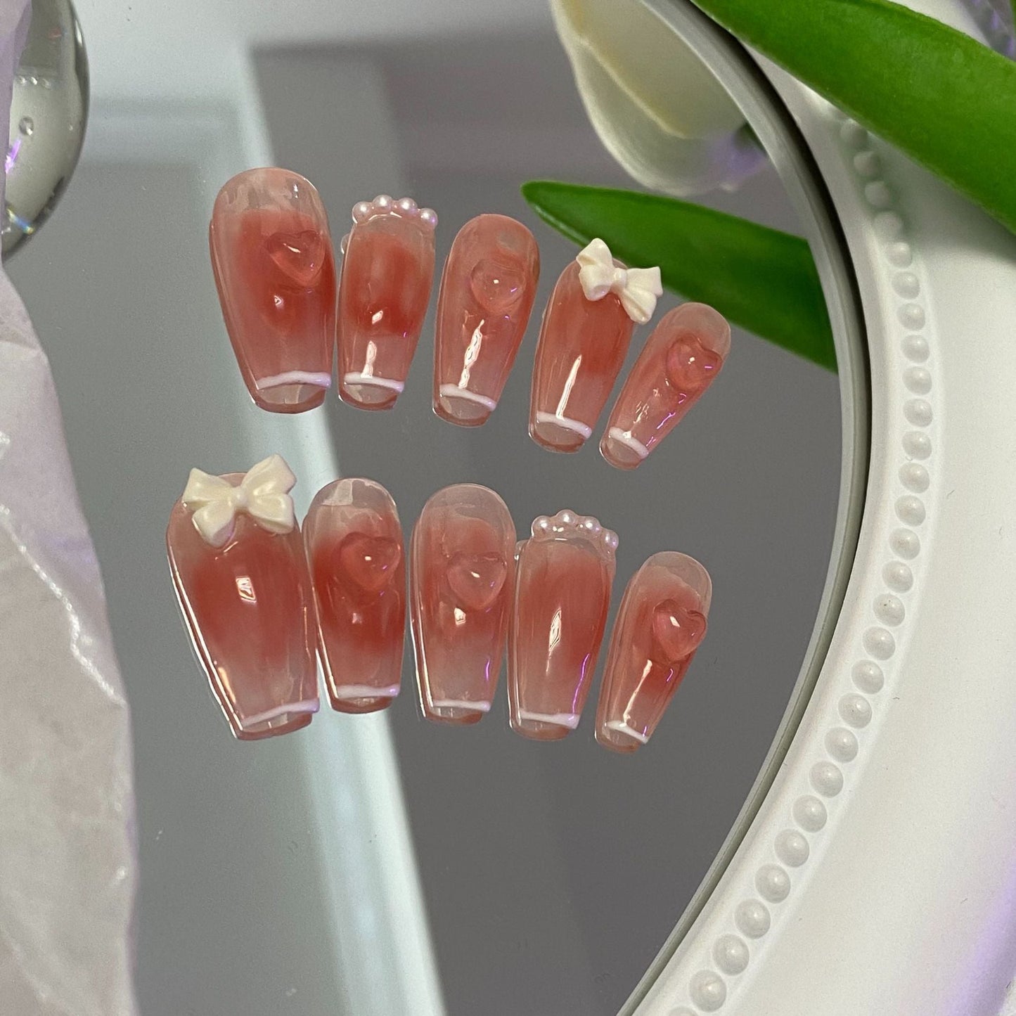 Designer: MaoMao.Handmade Nail Designs Press on Nails DIY Nail Art for woman girl