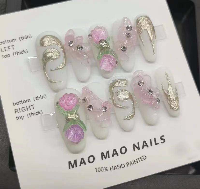 Designer: MaoMao.Handmade Nail Designs Press on Nails DIY Nail Art for woman girl