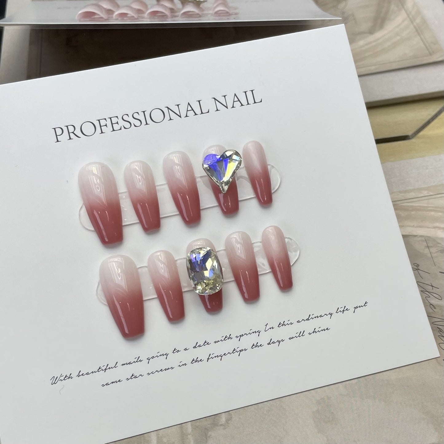 Designer: ManMan Handmade nails Press on Nails DIY Nail Art for woman girl Long Coffin pink