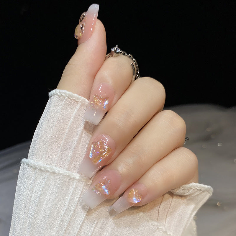 Designer: HuaHua.Handmade nails Press on Nails DIY Nail Art for woman girl Long Coffin pink