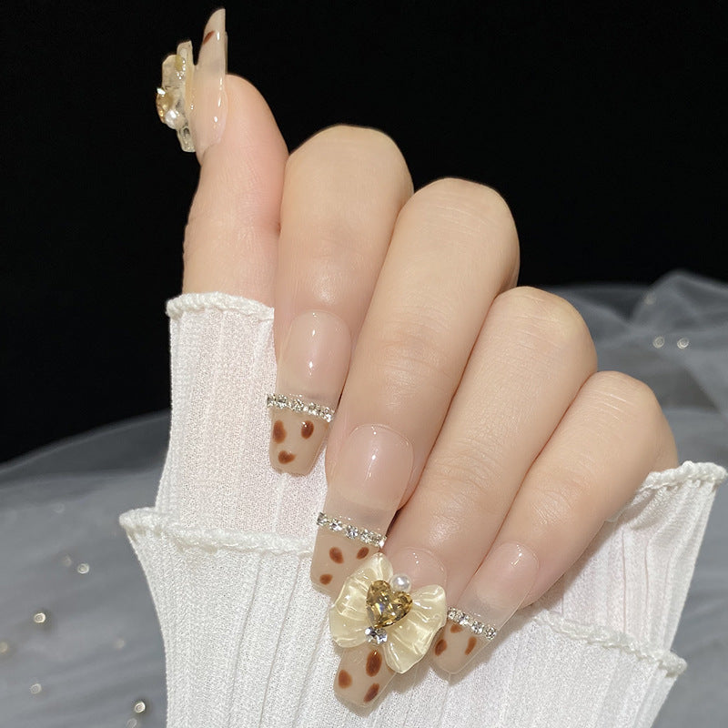 Designer: HuaHua.Handmade nails Press on Nails DIY Nail Art for woman girl Long Coffin pink