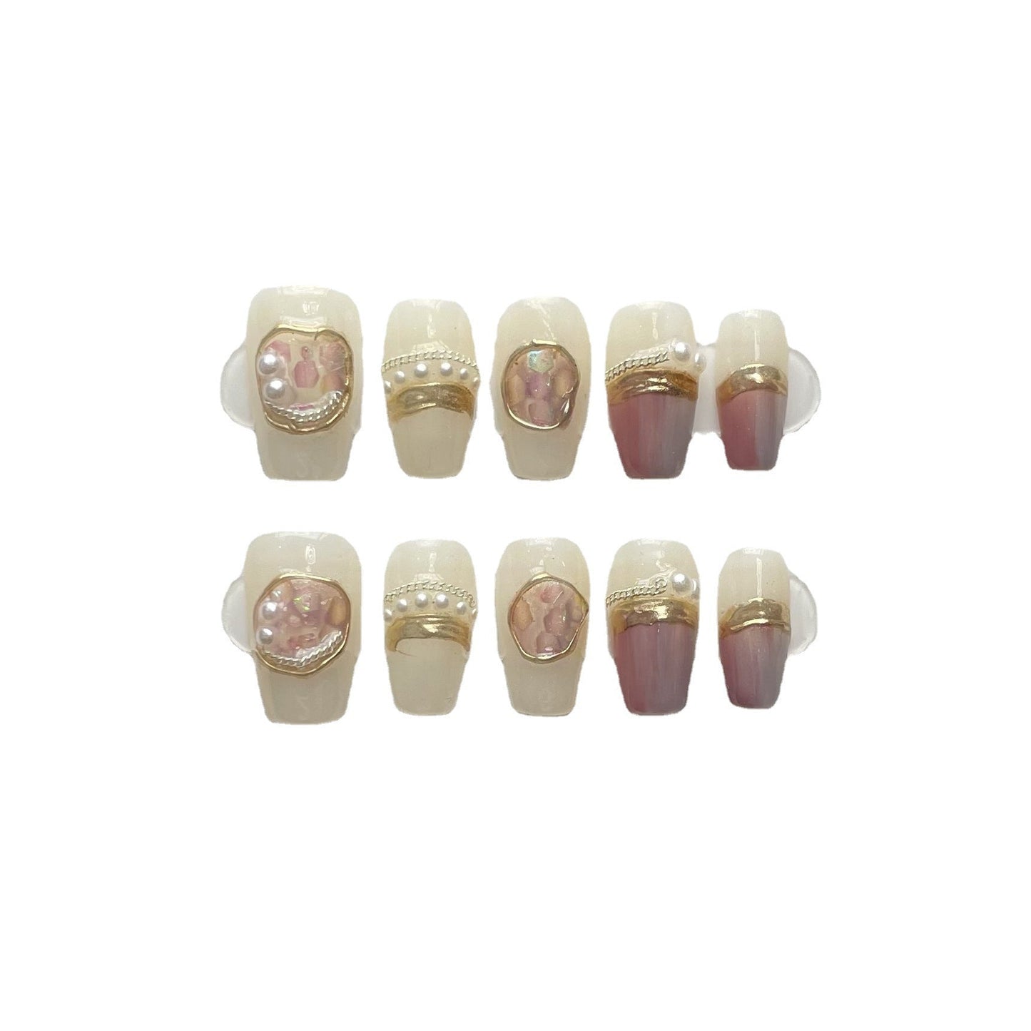 Designer: ManMan Handmade nails Press on Nails DIY Nail Art for woman girl Long Coffin pink