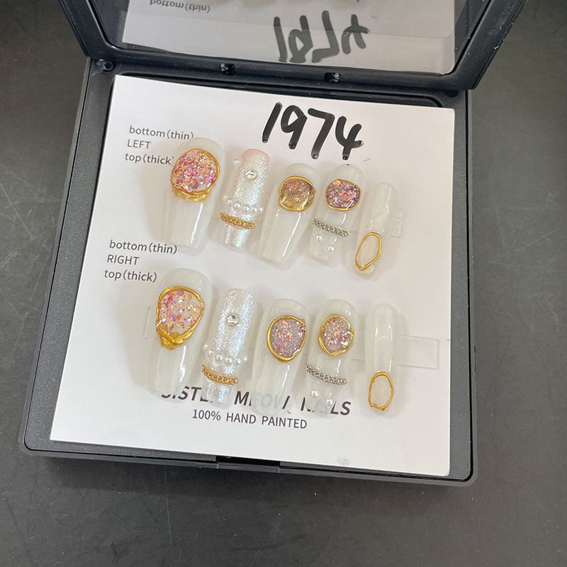Designer: MeowMeow.Handmade Nail Designs Press on Nails DIY Nail Art for woman girl Long Coffin black
