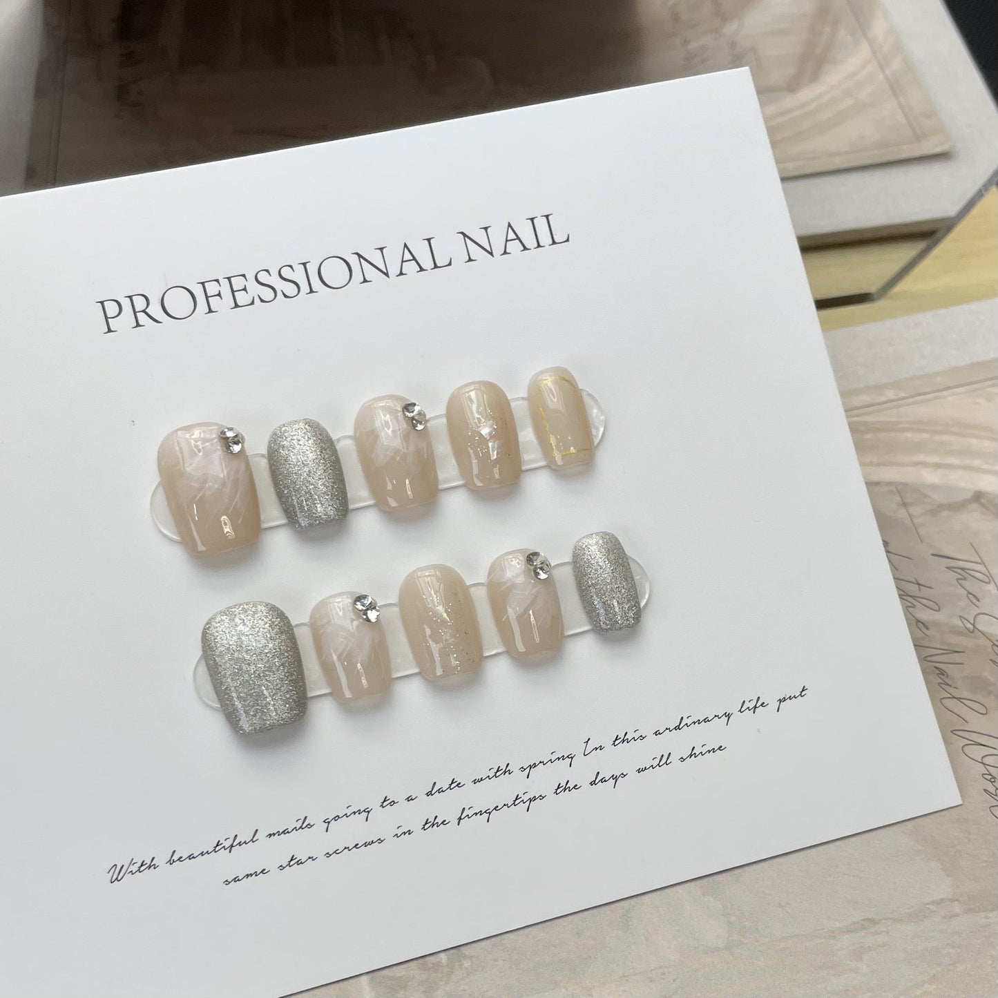 Designer: ManMan Handmade nails Press on Nails DIY Nail Art for woman girl Short Square pink
