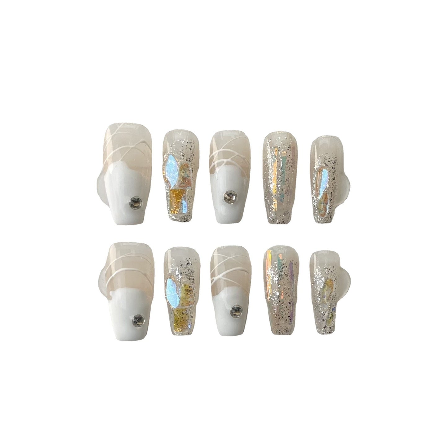 Designer: ManMan Handmade nails Press on Nails DIY Nail Art for woman girl Long Coffin