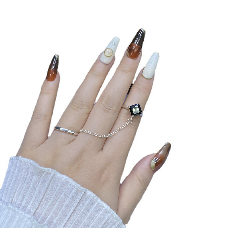 Designer: HuaHua.Handmade nails Press on Nails DIY Nail Art for woman girl Long Coffin brown