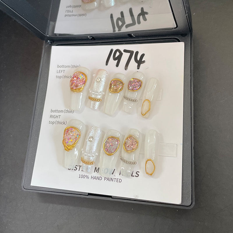 Designer: MeowMeow.Handmade Nail Designs Press on Nails DIY Nail Art for woman girl Long Coffin black