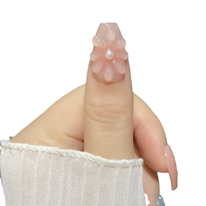 Designer: HuaHua.Handmade nails Press on Nails DIY Nail Art for woman girl Long Coffin pink