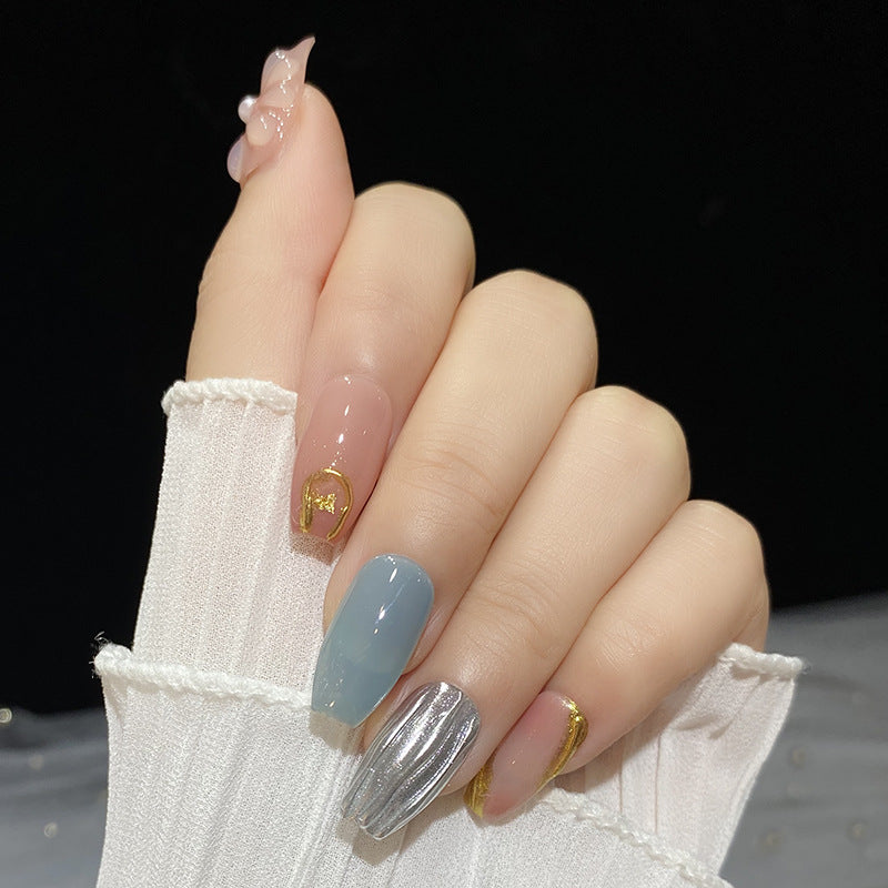 Designer: HuaHua.Handmade nails Press on Nails DIY Nail Art for woman girl Long Coffin pink