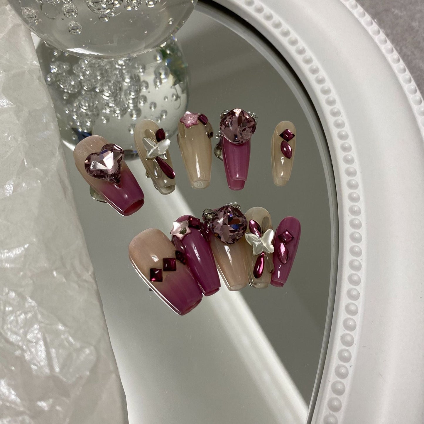 Designer: MaoMao.Handmade Nail Designs Press on Nails DIY Nail Art for woman girl
