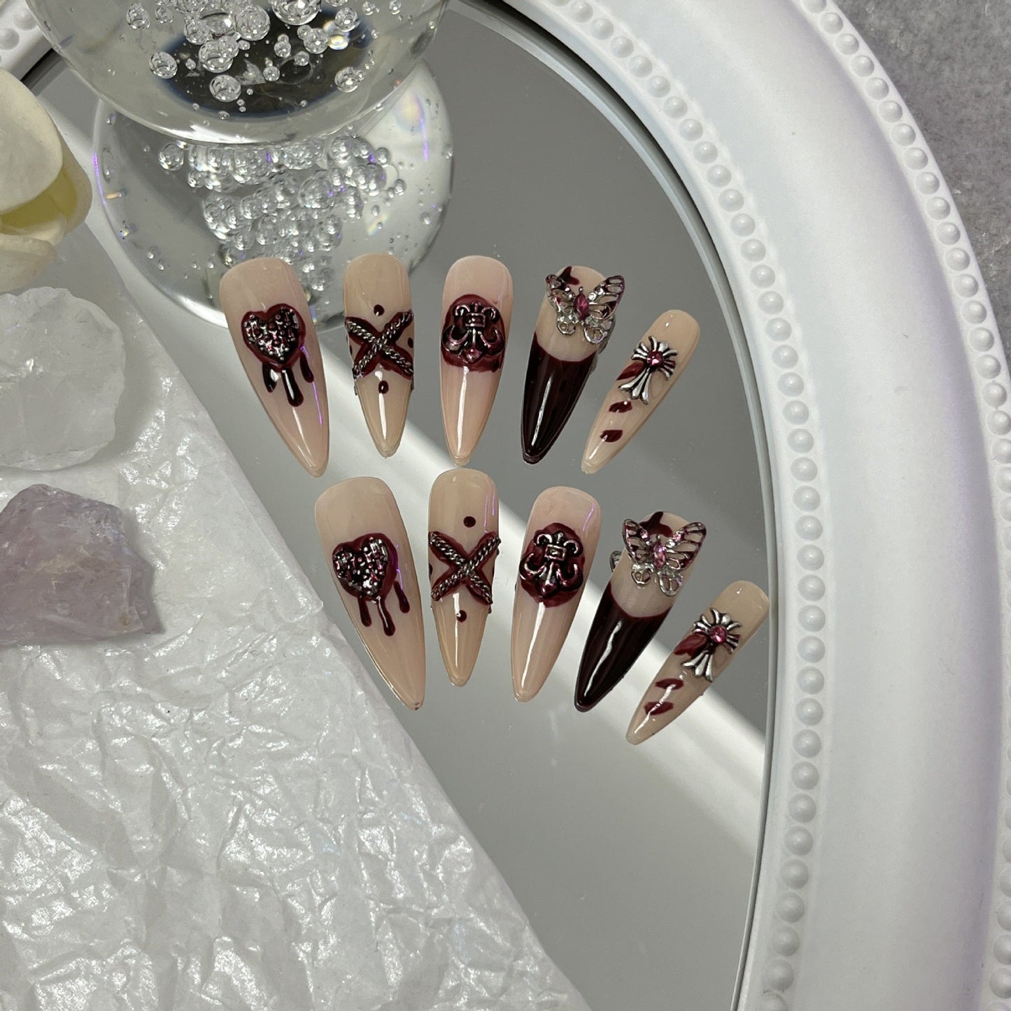 Designer: MaoMao.Handmade Nail Designs Press on Nails DIY Nail Art for woman girl