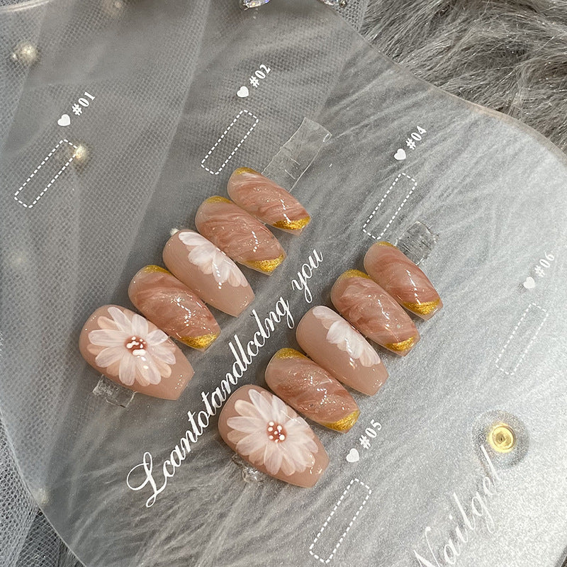 Designer: HuaHua.Handmade nails Press on Nails DIY Nail Art for woman girl Long Coffin pink