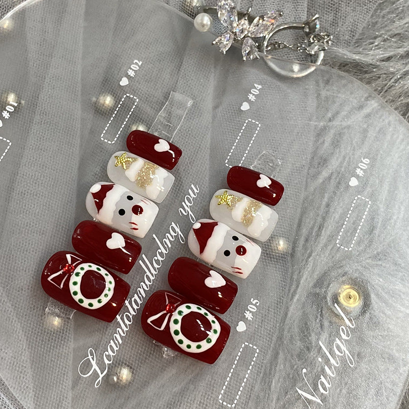Designer: HuaHua.Handmade nails Press on Nails DIY Nail Art for woman girl Long Square red