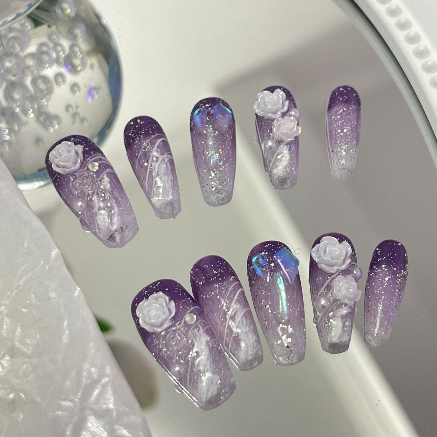 Designer: MaoMao.Handmade Nail Designs Press on Nails DIY Nail Art for woman girl