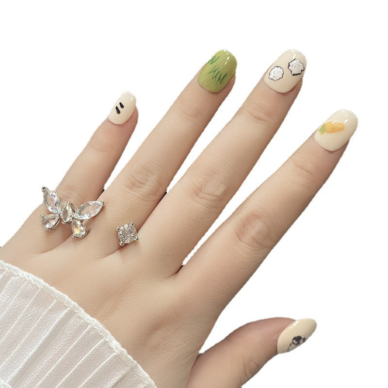 Designer: HuaHua.Handmade nails Press on Nails DIY Nail Art for woman girl Short Square Cartoon