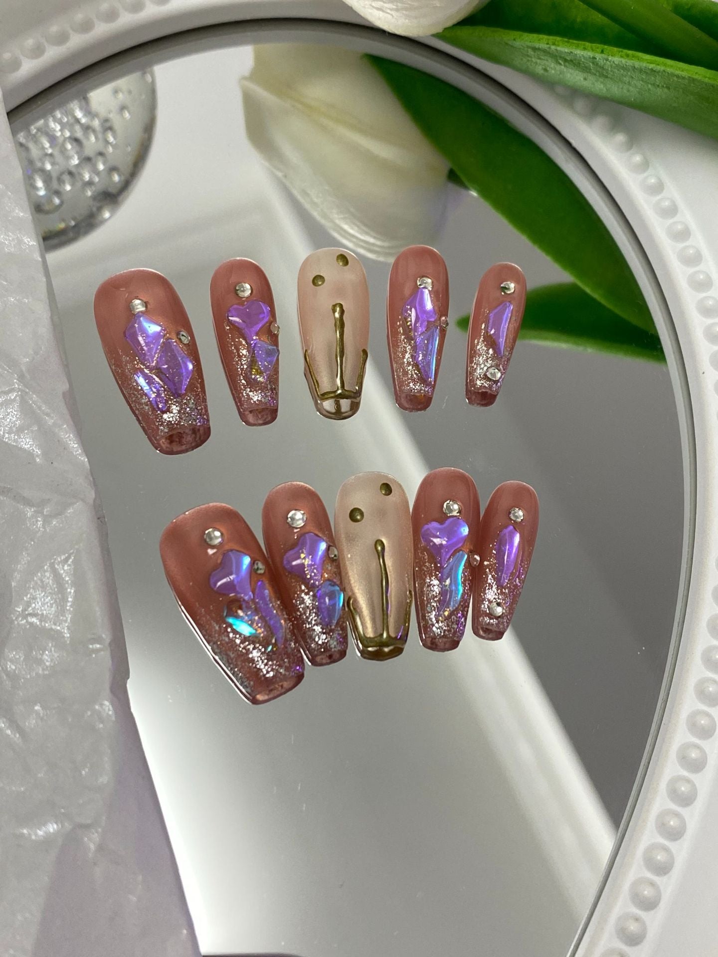 Designer: MaoMao.Handmade Nail Designs Press on Nails DIY Nail Art for woman girl