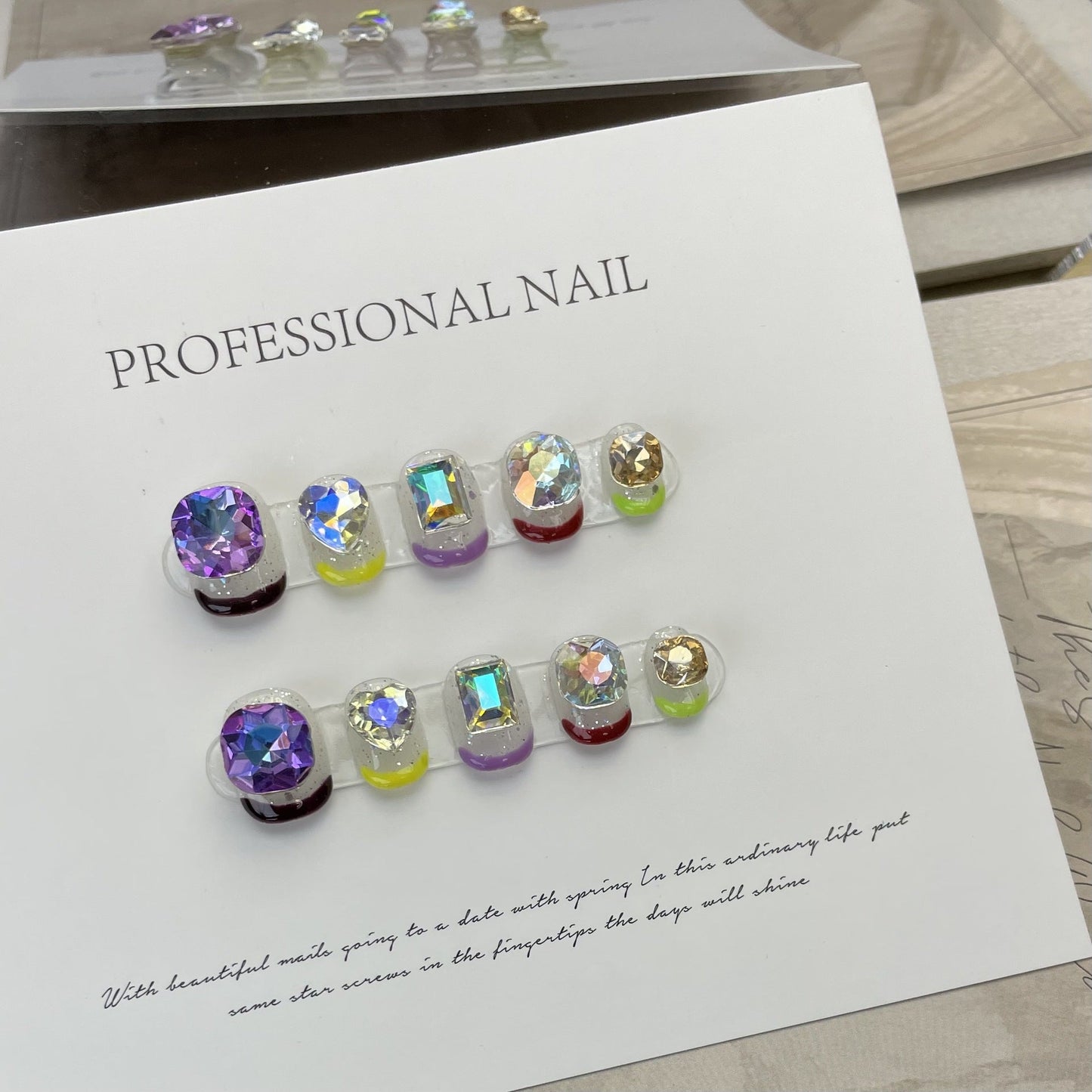 Designer: ManMan Handmade nails Press on Nails DIY Nail Art for woman girl Short Square colorful