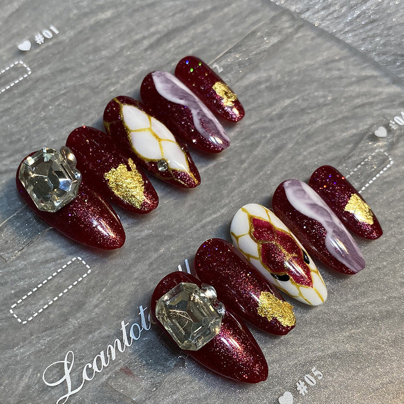 Designer: HuaHua.Handmade nails Press on Nails DIY Nail Art for woman girl Almond Long mauve
