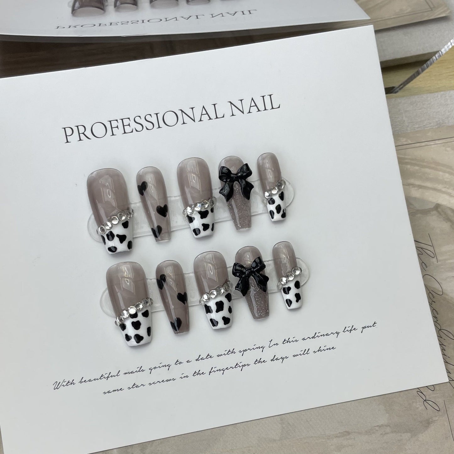 Designer: ManMan Handmade nails Press on Nails DIY Nail Art for woman girl Long Coffin French