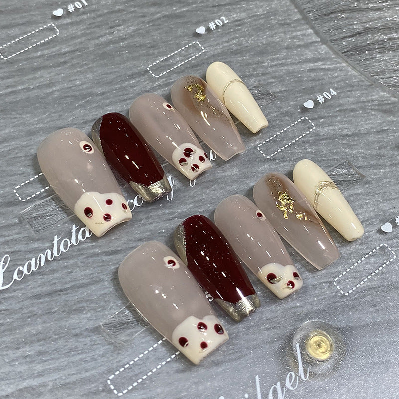 Designer: HuaHua.Handmade nails Press on Nails DIY Nail Art for woman girl Long Coffin pink