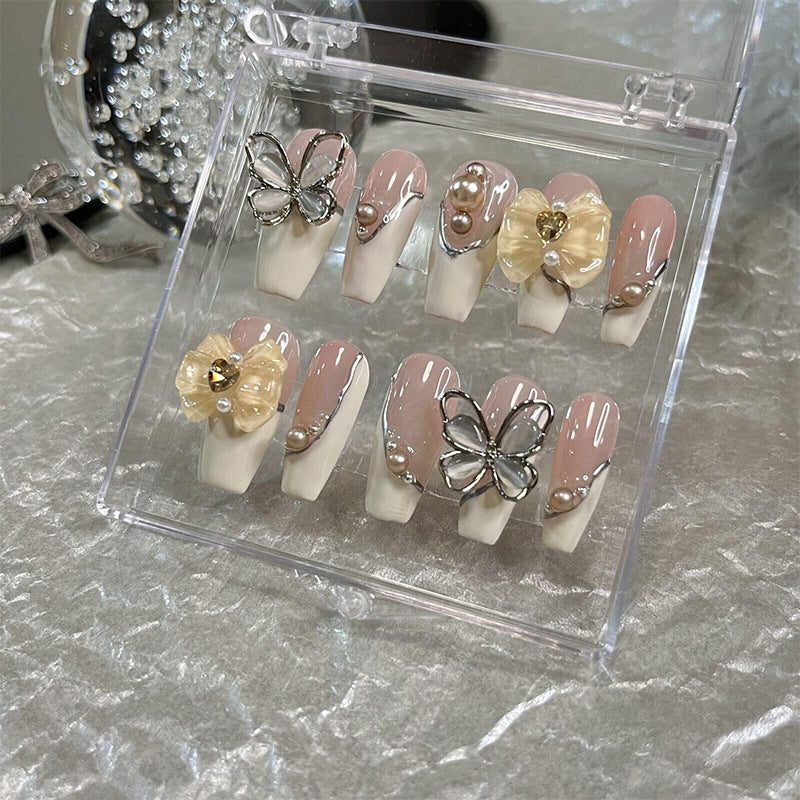 Designer: MeowMeow.Handmade Nail Designs Press on Nails DIY Nail Art for woman girl Long Coffin pink